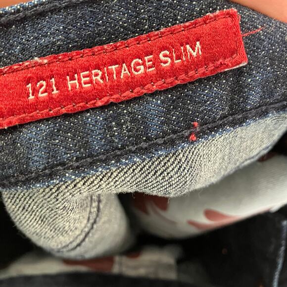 Lucky Brand 121 Heritage Slim Jeans Mens 28x32 Dark Wash Denim Mid Rise - Picture 2 of 16